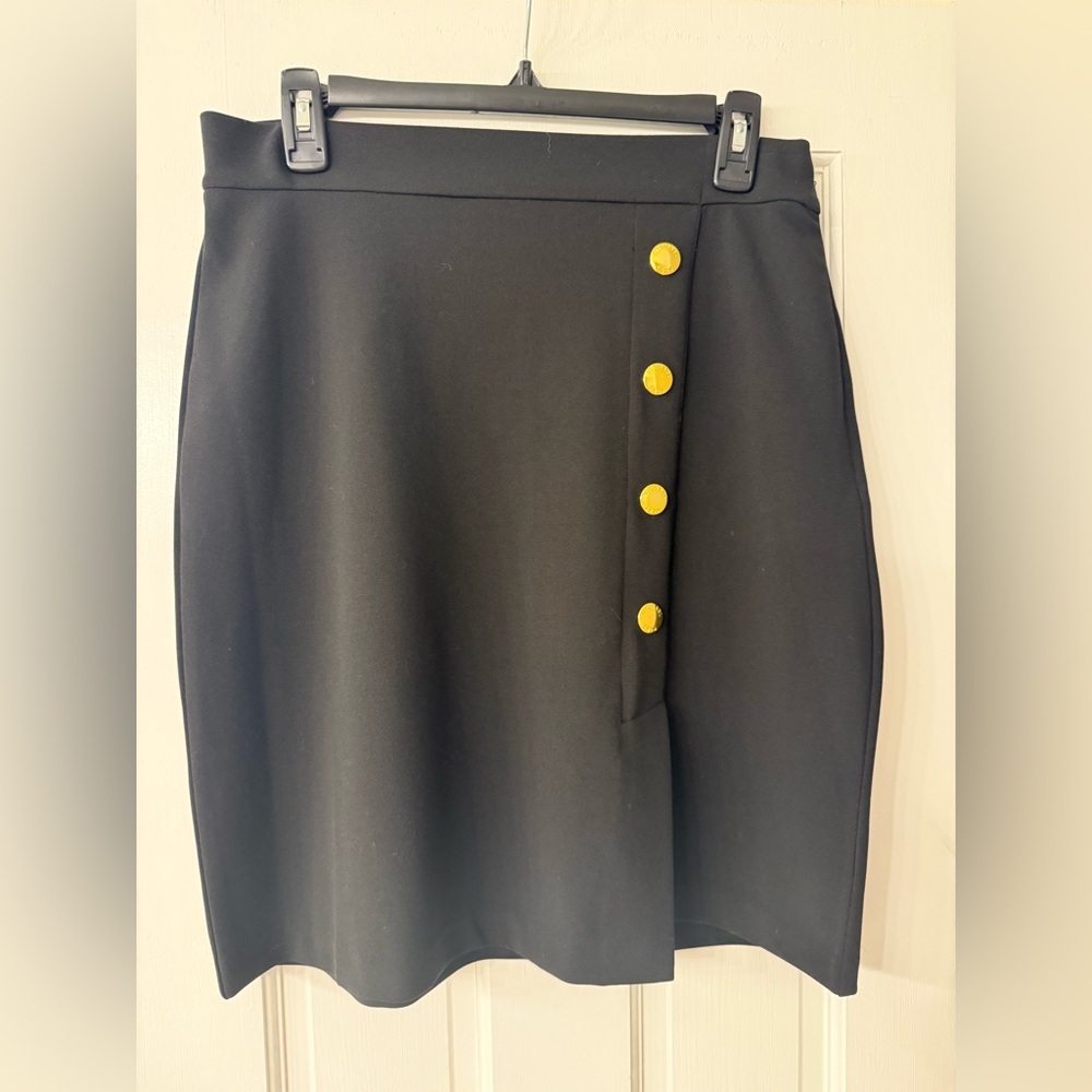 Michael Kors Black Pencil Skirt with Gold Accents